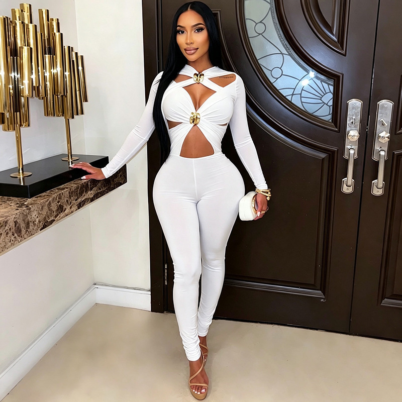 Ankle Brace - Sexy Hollow Out Bandage Jumpsuits Woman