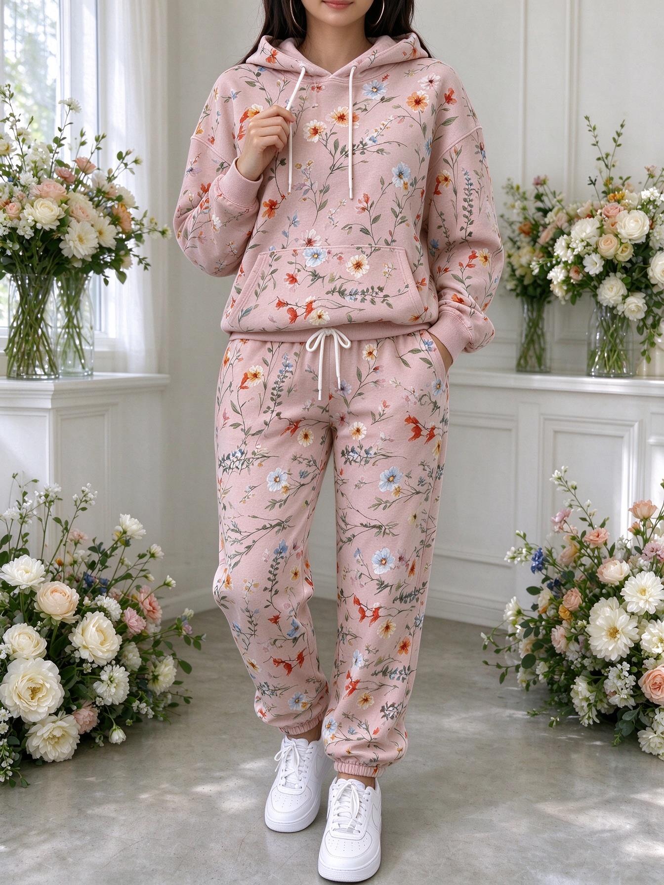 Women Wildflower Floral Hooded - Joggers Pants 评论和价格