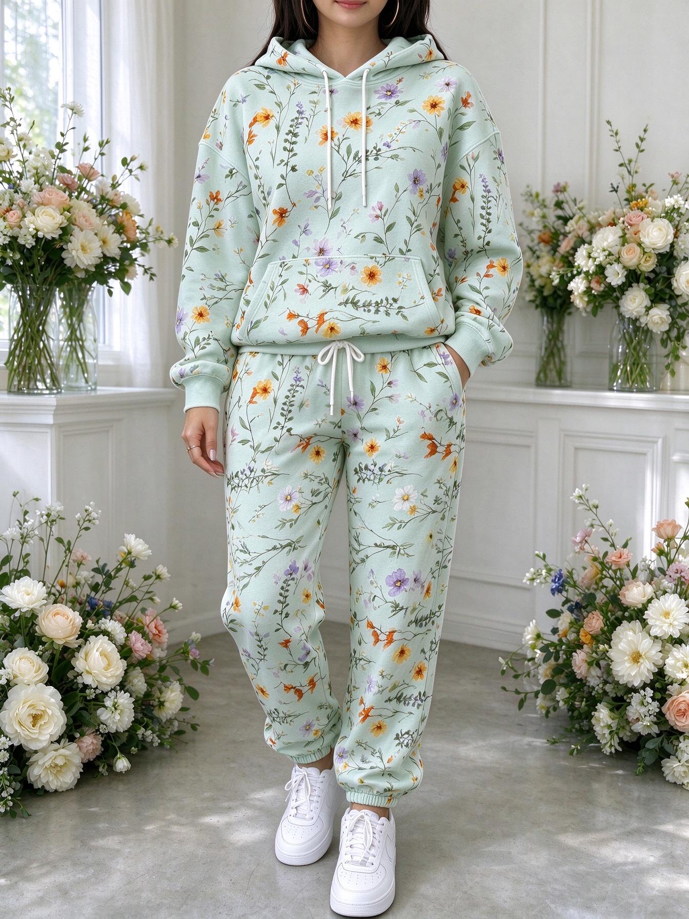 Women Wildflower Floral Hooded - Joggers Pants 评论和价格