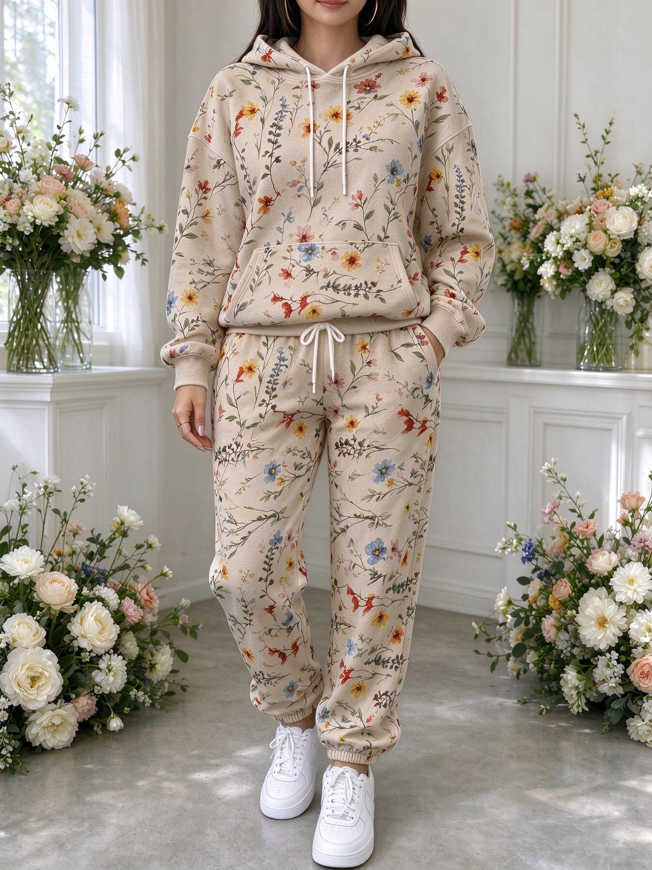 Women Wildflower Floral Hooded - Joggers Pants 评论和价格