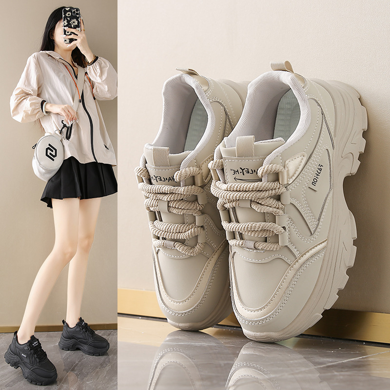 Women's Leather Low-Top Dad Sh - Running Shoes Women 评论和价格