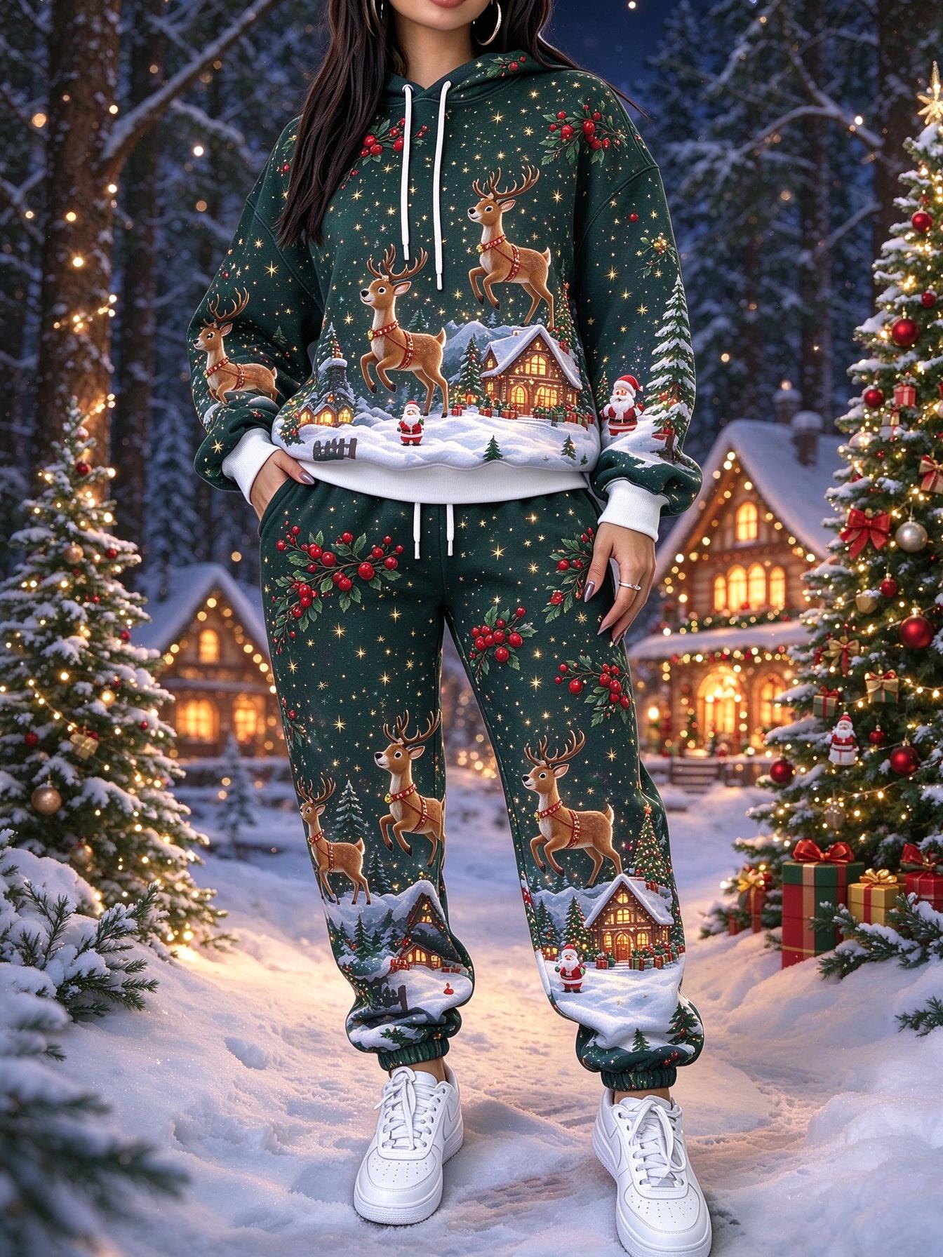 Women Christmas 2 Piece Tracks - Joggers Pants 评论和价格