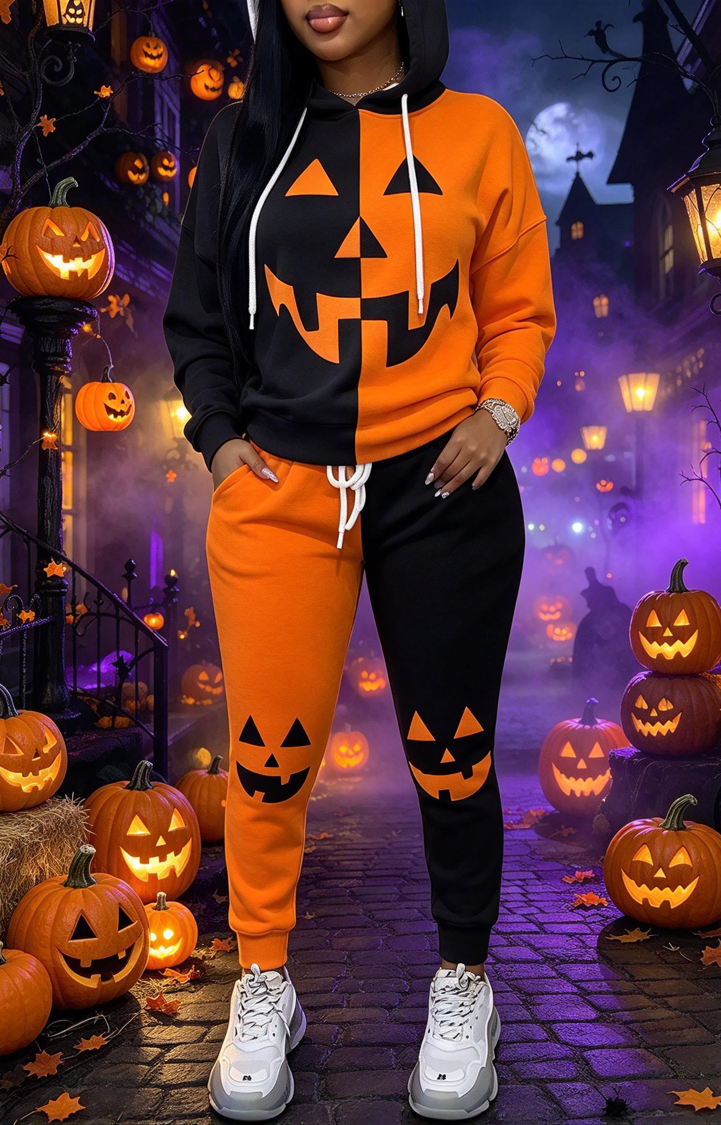 Women Halloween Color Block Ho - Joggers Pants 评论和价格