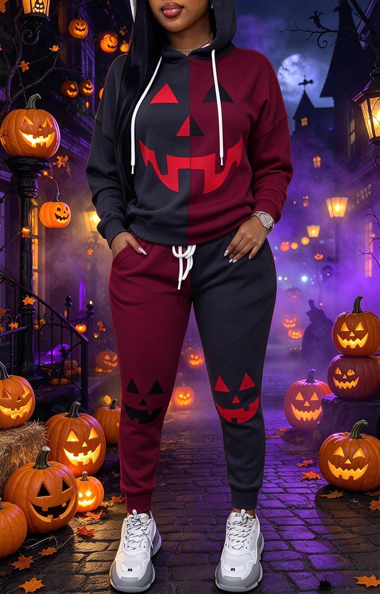 Women Halloween Color Block Ho - Joggers Pants 评论和价格